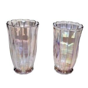 Pioneer Woman Luster Pink Tumbler Glasses‎ 2 Pearlized Iridescent 15 Oz